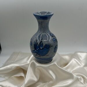 Talavera Made in Mexico Vase, with Bird Motif.